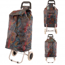 MS-001 MULTI-COLOURED FLOWER TWO WHEEL SHOPPING TROLLEY