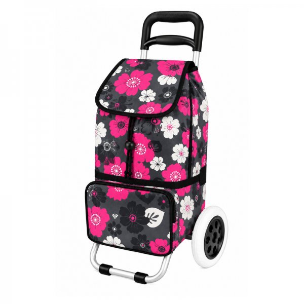 ST-02 FP Pink Flower 2 Wheeler Shopping Trolley (New)