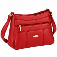 5881 Red Leather Grn PU Twin Top Zip Bag (New) 5881 Red Leather Grn PU Twin Top Zip Bag (New)