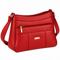 5881 Red Leather Grn PU Twin Top Zip Bag (New)