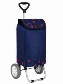 6957/W Navy With Red Flower 2-Wheel Shopping Trolley Bag