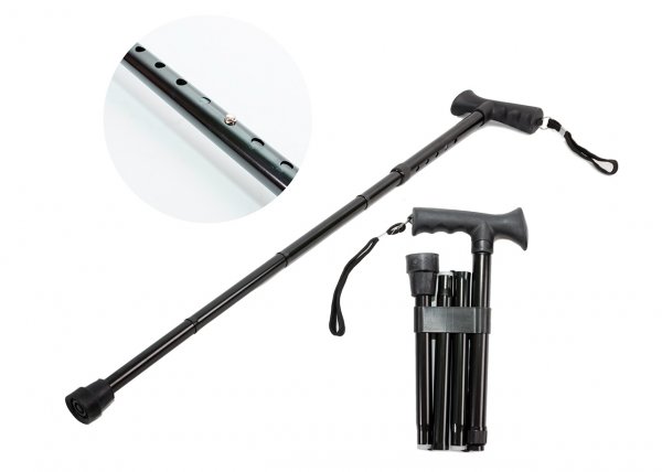 2886 Foldable Walking Stick With a Soft Grip Handle BLACK