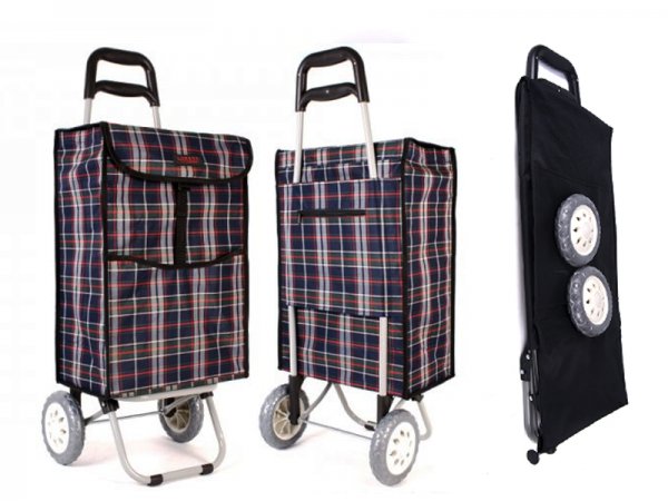 6961 WINTER NAVY TARTAN 2 Wheel Shopping Trolley