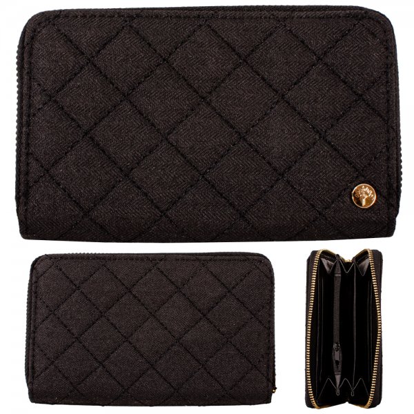 LW199 BLACK HERRINGBONE MEDIUM PURSE W/COIN SECTION