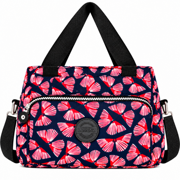2503 Burg Pattrnd Crnkld Nylon H'Bag With Shoulder Strap (New)