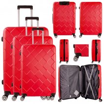 T-HC-11 RED SET OF 3 TRAVEL TROLLEY SUITCASE