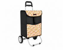 6961/S BLACK WITH BLOSSOM 2 WHEEL SHOPPING TROLLEY