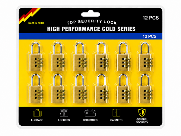 1029 3-Digit Combination Brass Padlocks Pack Of 12
