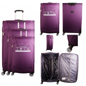 T-SC-02 DARK PURPLE SET OF 3 TRAVEL TROLLEY SUITCASES