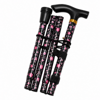 2879 Black With Pink Flowers Value Folding Stick Plain 2879 Black With Pink Flowers Value Folding Stick Plain