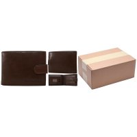 1004 ASSORTED BROWN ITALIAN LEATHER RFID WALLET BOX OF 10