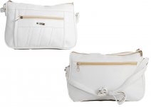 5862 WHITE PU TWIN TOP ZIP BAG WTH BK & FRNT ZIPS
