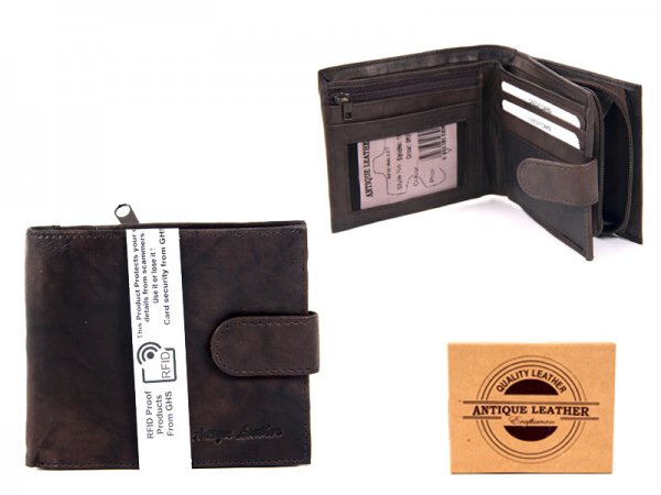 1180 BROWN ANTIQUE LEATHER RFID WALLET