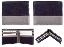 0882 NAVY/GREY RFID-PROTECTED LEATHER CANVAS MIX WALLET