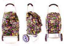 6965 Black with vegetable print 2 Wheel Shopping Trolley