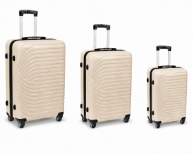 003 Set of 3 Cream Hard Shell Suitcases