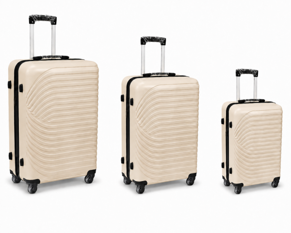 003 Set of 3 Cream Hard Shell Suitcases
