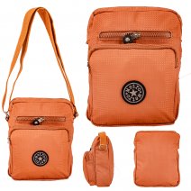 LL-223 BROWN RND X-BODY BAG WITH ADJUSTABLE STRAP