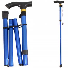 2838 aluminium Adjustable Folding walking stick - BLUE