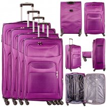 T-SL-01 PURPLE SET OF 4 TRAVEL TROLLEY SUITCASES