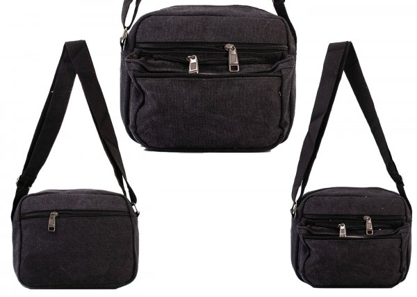 LL-75 BLACK SHOULDER BAG WITH 5 ZIP COMPARTMENTS