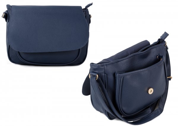 JBFB260 NAVY PU CROSSBAG W/ FLAP & FRONT POCKET