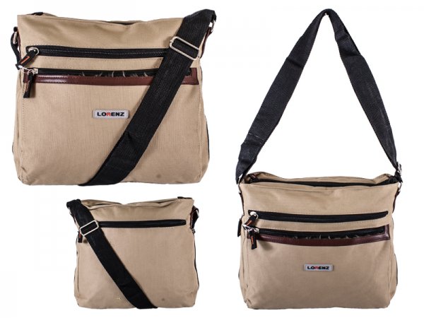 2575 Khaki Acrss-Bdy Top Zip Polyester Bag 2 Frnt Zips