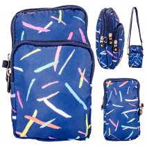 GRACE140 BLUE PRINTED MOBILE PHONE BAG WITH DETACHABLE STRAP