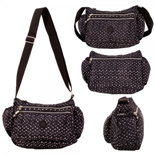 2502 BLACK/WHITE CANVAS SHOULDER BAG
