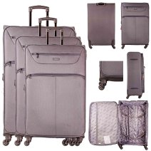 1975 GREY SET OF 3 TRAVEL TROLLEY SUITCASES