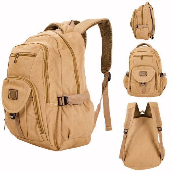 EA-CA46224 KHAKI CANVAS BACKPACK