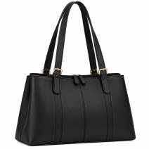 6765 Black Leather Tote Bag With 3 Zip 1 Pop (New)
