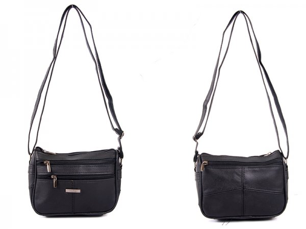 3758 Black Small Across Body Bag with Top Zip 2 Front