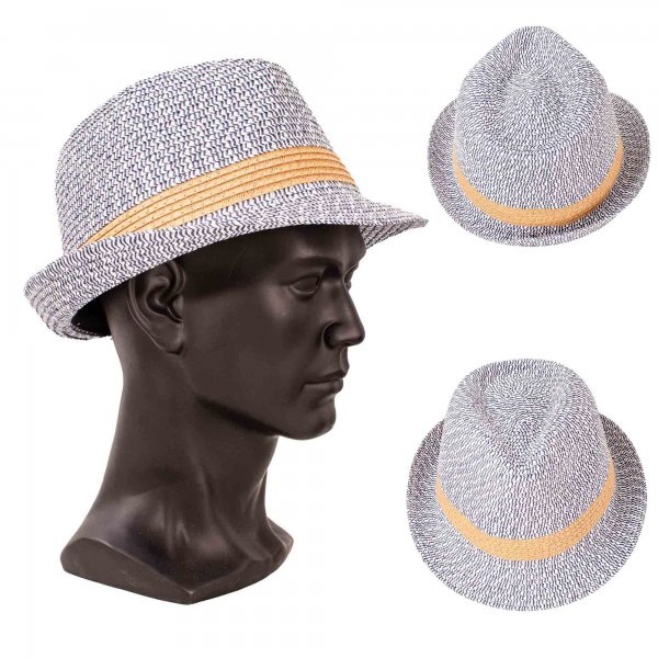 8753 WHITE/NAVY LADIES/UNISEX TRILBY STYLE SUN HAT