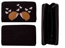 LW177 BLACK HADGEHOG APPLIQUE MEDIUM PURSE