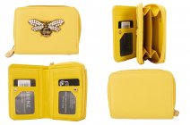 7108 MEDIUM ZIP RND PU YELLOW PURSE WITH WALLET SECTION WITH BEE