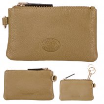 0588 OLIVE PEBBLE LEATHER TOP ZIP COIN/KEY PURSE