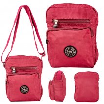 LL-223 BURGUNDY RND X-BODY BAG WITH ADJUSTABLE STRAP