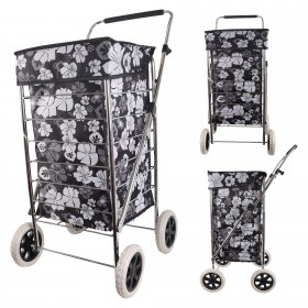 ST-FOUR-01 BLACK AND WHITE FLOWER TROLLEY