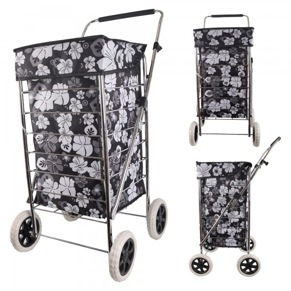 ST-FOUR-01 BLACK AND WHITE FLOWER TROLLEY