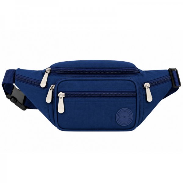 2522 Blue Crinckled Nylon Bumbag W/6 Pockets (New)