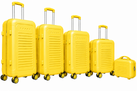 English T-HC-716 SET OF 5 Yellow Premium Hard Shell Suitcases