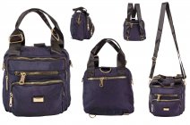 2435 NAVY POLYESTER MULTI ZIP MULTI-PURPOSE BAG AND BACKPACK