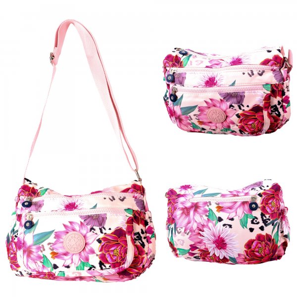 LL-178 PINK FLORAL SHOULDER BAG