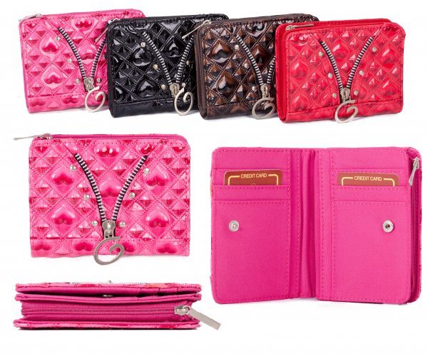 PU-28 PINK PU PURSE W/ ZIP AND C.CARD HOLDERS