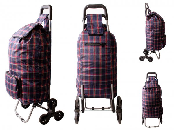 ST-09-CH NAVY CHECK 6 WHEEL STAIR CLIMBER SHOPPING TROLLEY