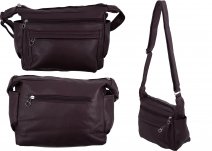 5732 TOP ZIP PU BAG WTH 2 FRNT ZIP BCK ZIP & P DARK BROWN