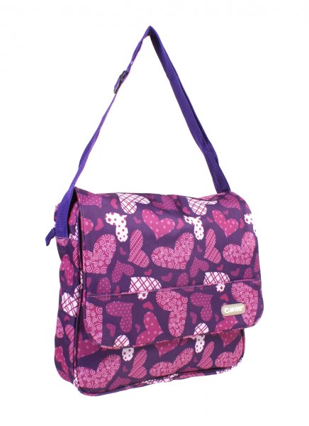 HT-1366 PURPLE HI-TEC HEARTS LADY COURIER BAG PURPLE