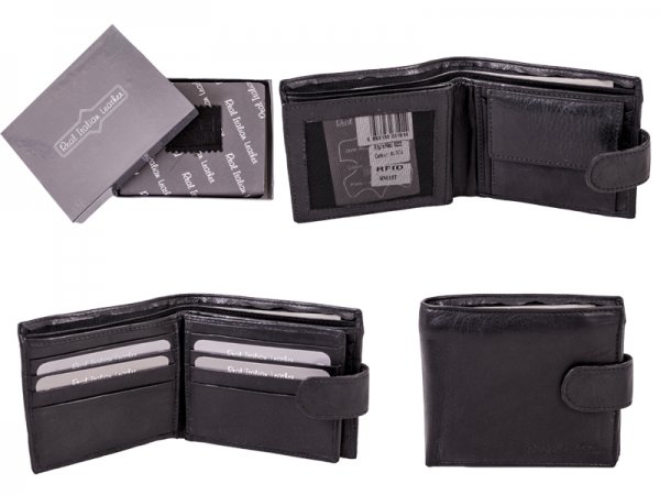 022 BLACK BLACK ITALIAN LEATHER WALLET WITH RFID