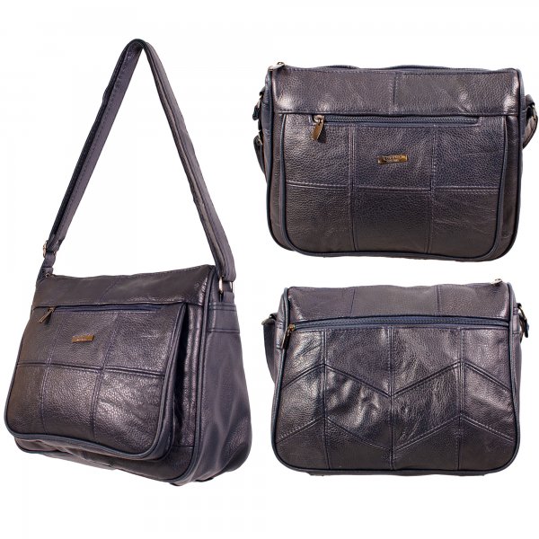 3736 NAVY LORENZ REAL LEATHER HANDBAG